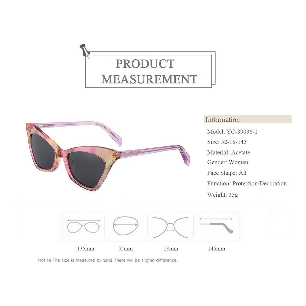 YC-39036-1 Stylish Newest Design Women Acetate Polarized Sunglasses