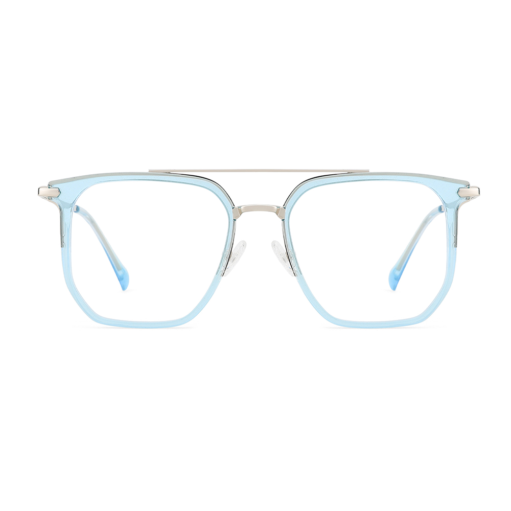 YC-22124 Unisex Double Bridge Square Transparent Optical Frames Glasses