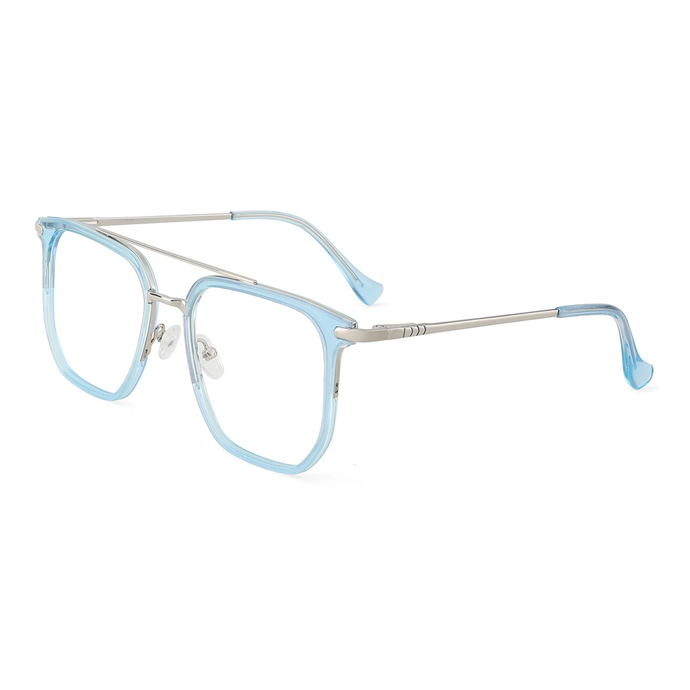 YC-22124 Unisex Double Bridge Square Transparent Optical Frames Glasses