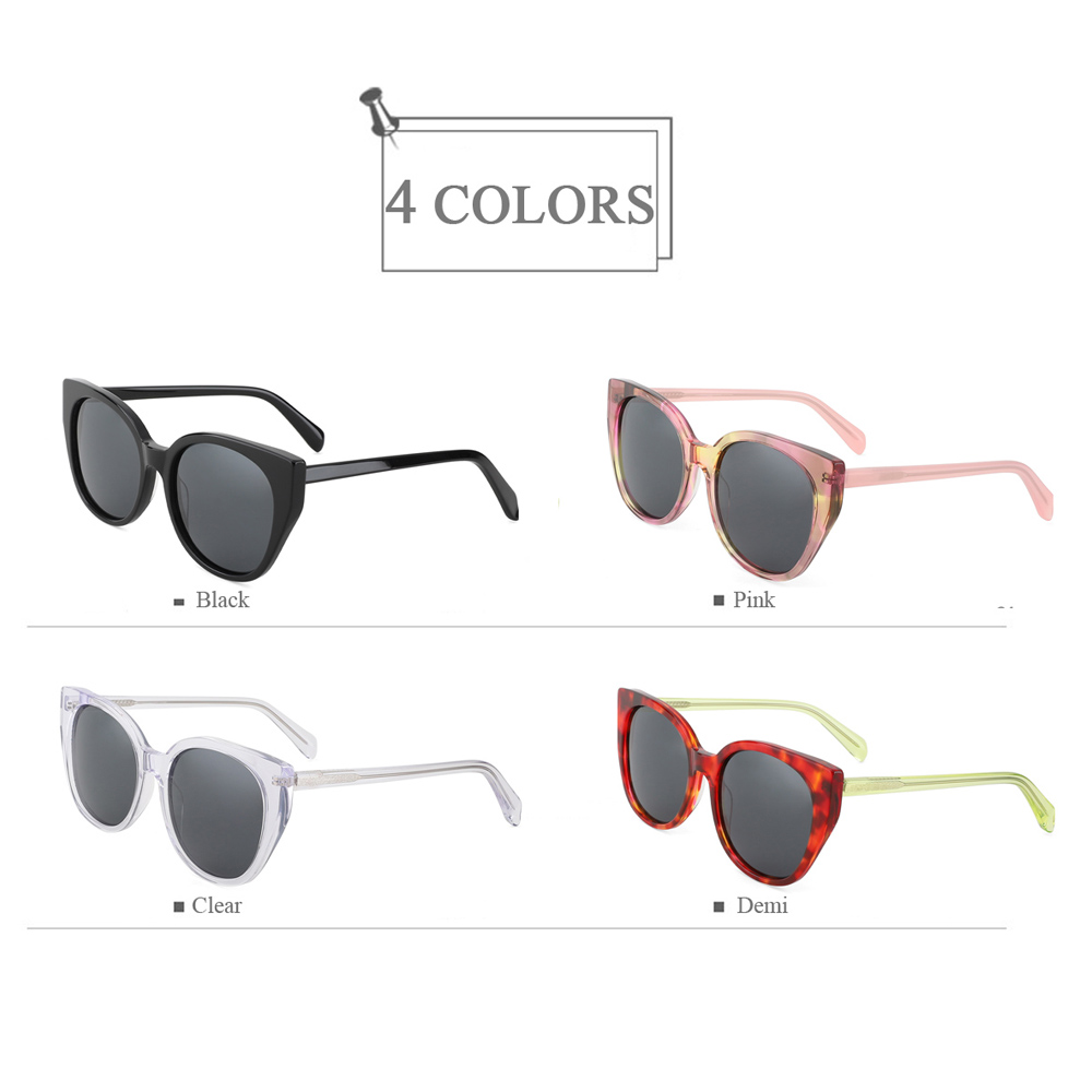 YC-39037-1 Retro Large Cat Eye Acetate Polarized Sunglasses Women