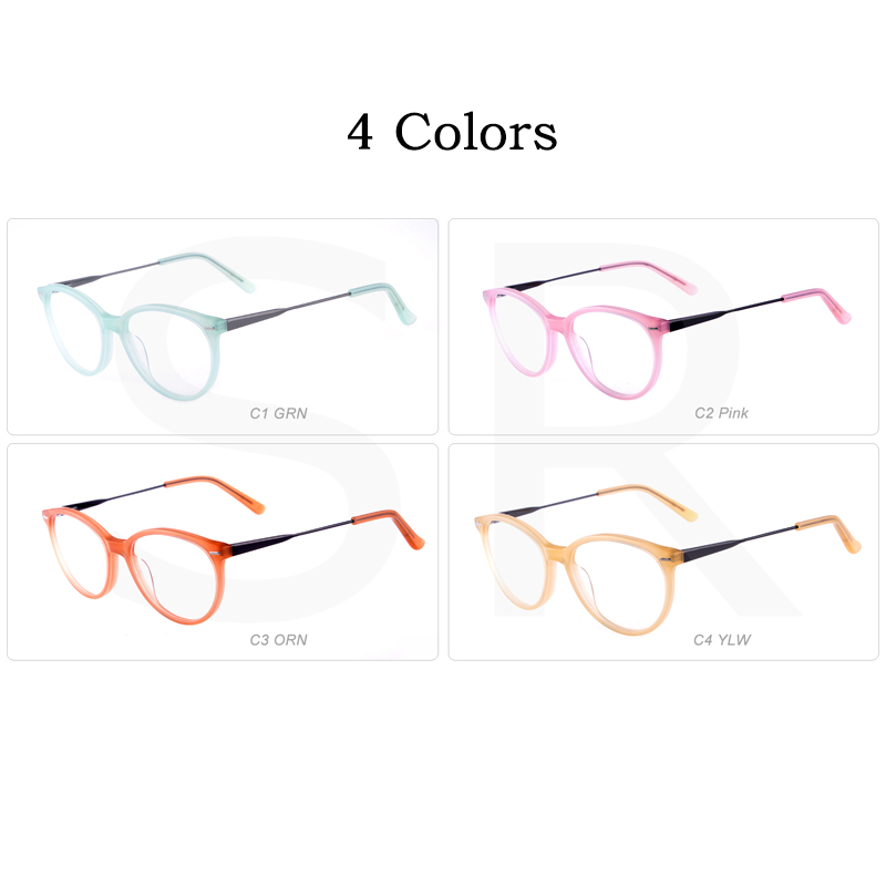 New Fashion Retro Round Classic Frame Acetate Frame Metal Temple Optical Glasses 2022