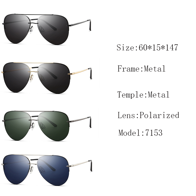 7153 Custom Polarized Luxury Metal Men's Sunglasses 