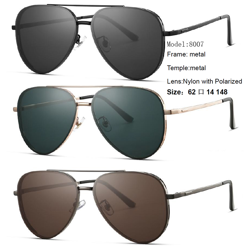 8007 Oversized Custom Metal Frame Nylon With Polarized Lens Newest Sunglasses 2022