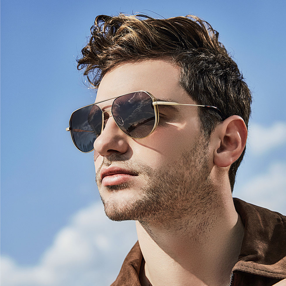 OPTICAL Wholesale Trendy Luxury Aviation Double Bridge Polarized UV Metal Sunglasses for Men 7068