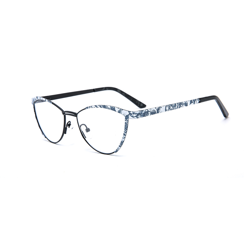 High-End Fashion Colorful Eyeglasses Frame Clear Cat-Eye Metal Optical Glasses 2022