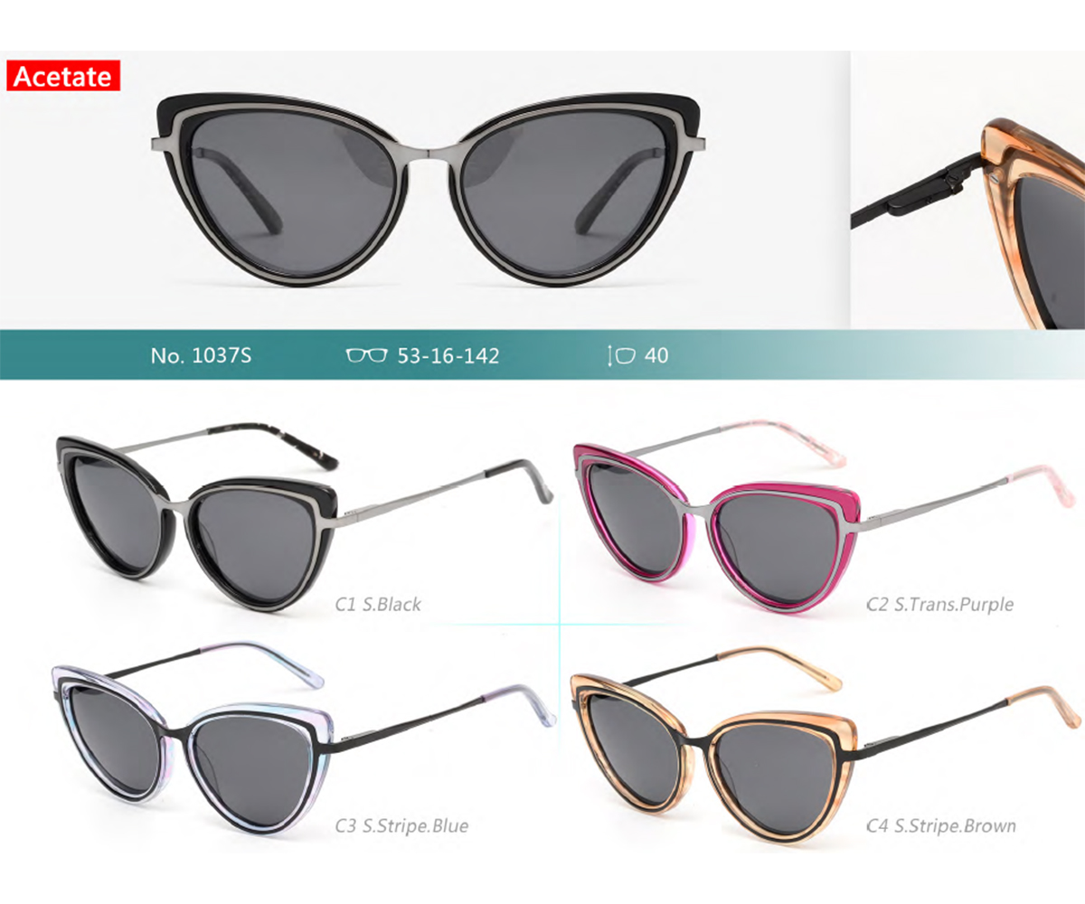 A-1037S Cat Eye Acetate With Metal Polarized 2022 Fashion Sunglasses