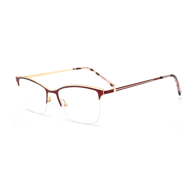 Popular Style New Stocks Half Frame Eyebrow Steel Metal Square Optical Frame 2022