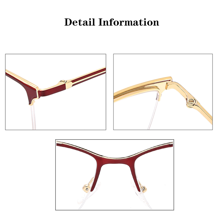 Popular Style New Stocks Half Frame Eyebrow Steel Metal Square Optical Frame 2022