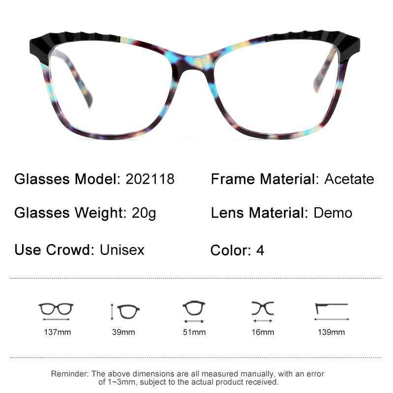 202118 Acetate Custom Spectacle Eyewear Glasses Frames