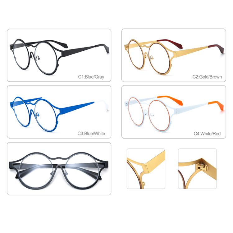 Custom Logo Colorful Metal Frame New Arrival Oversized Temple Optical Glasses 2022