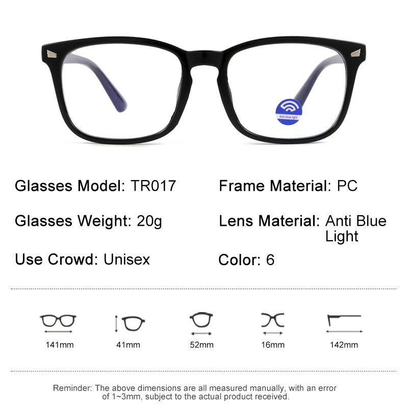 TR 90 Optical Frames Transparent Colour Eye Glasses Frames anti blue TR017