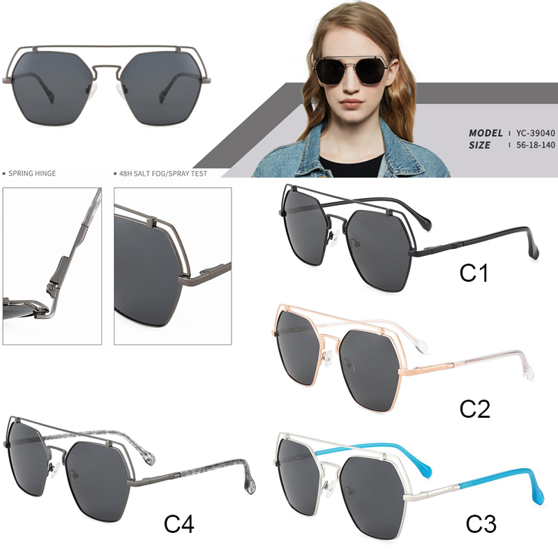 YC-39040 Metal Luxury Polarized Fashion Sunglasses