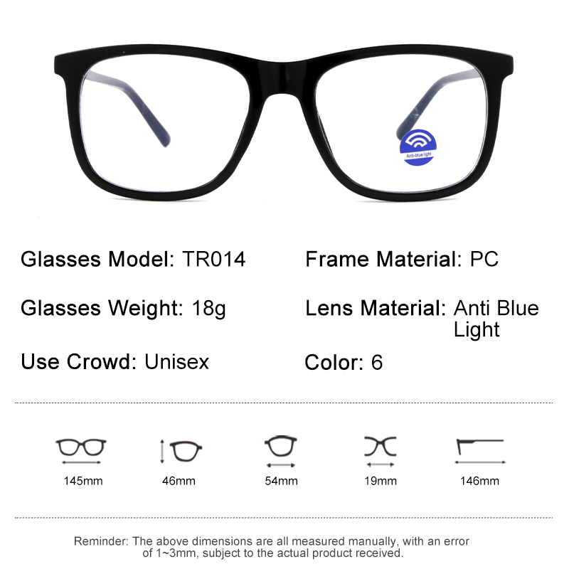 TR014 Glass Frame Optical Frames Anti Blue Light Glasses