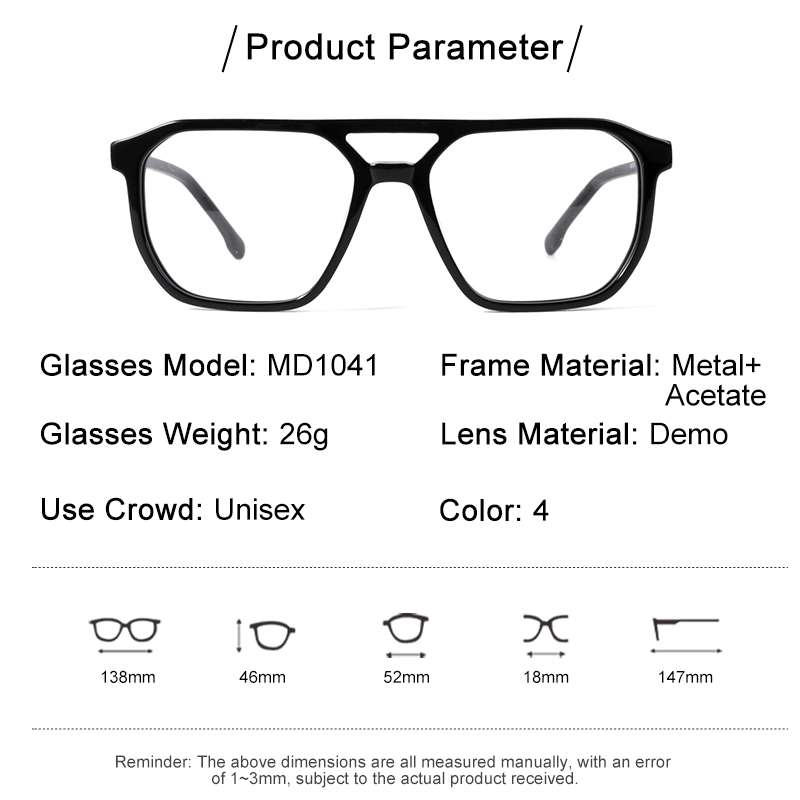 New Acetate Glasses Frames Men Women Brand Designer Double Bridge Optical Eyeglasses