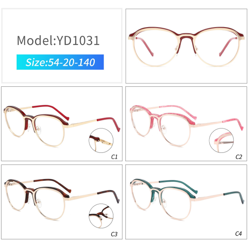 YD-1031 High Grade Spectacle Acetate Metal Optical Glasses 