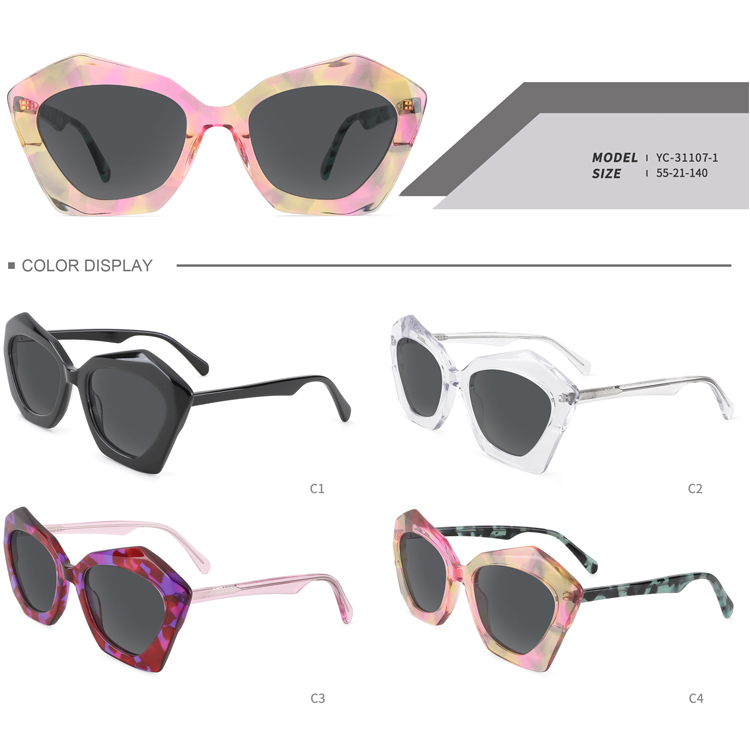 2022 Retro Acetate Polarized Lens Sunglasses Polygonal Frame Fashion Street Sun Shading Sunglasses