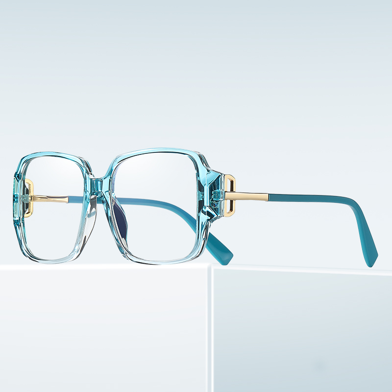 British Style Large Frame Fashion Square Progressive Color Anti-Blue Light Glasses 
