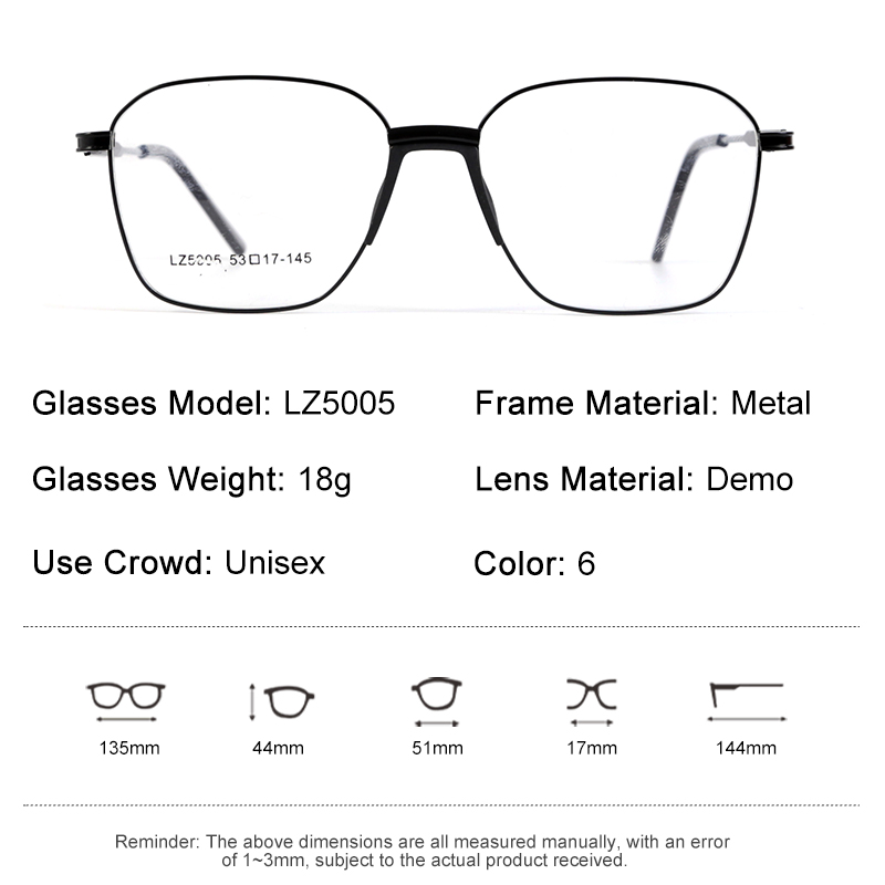 Optical Frames New Listing High Quality glass ware in 2022 modern style metal eyeglass frames LZ5005