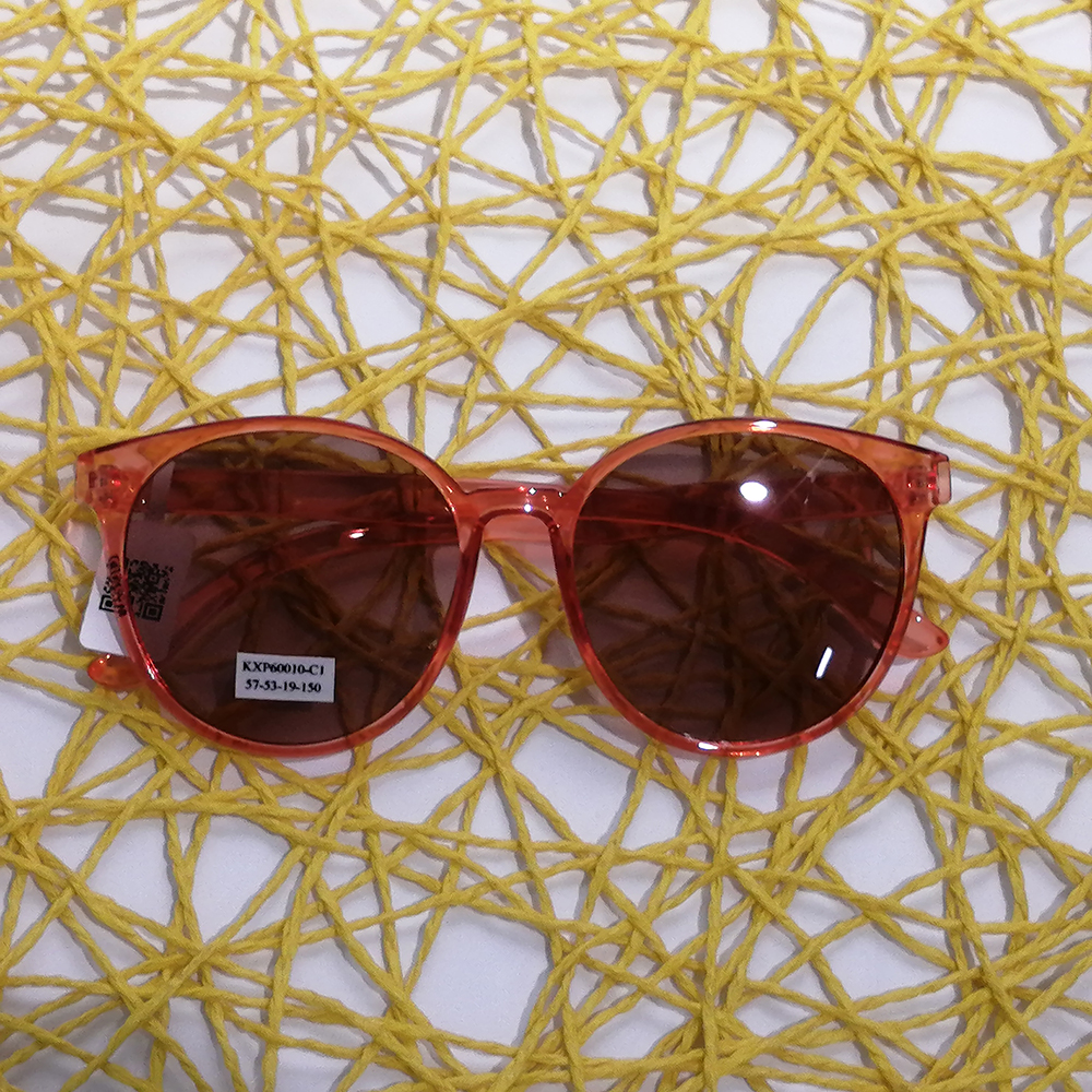 Fashion clear orange Round Polarized Sunglasses Women