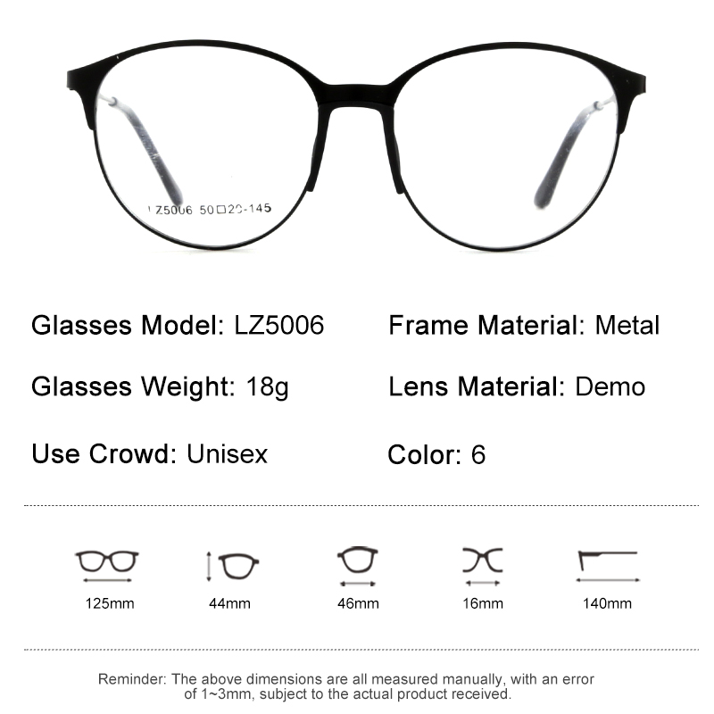 metal women men eyeglasses optical glasses frames LZ5006