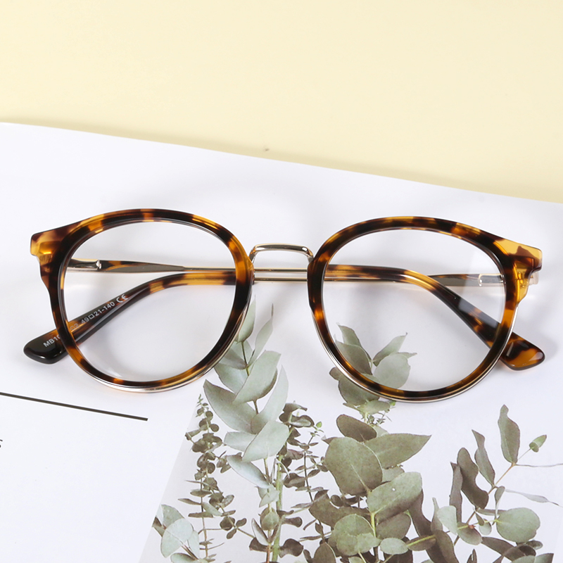 High-End Metal +Acetate Vintage Round Frame Colorful Frame Optical Glasses 2022