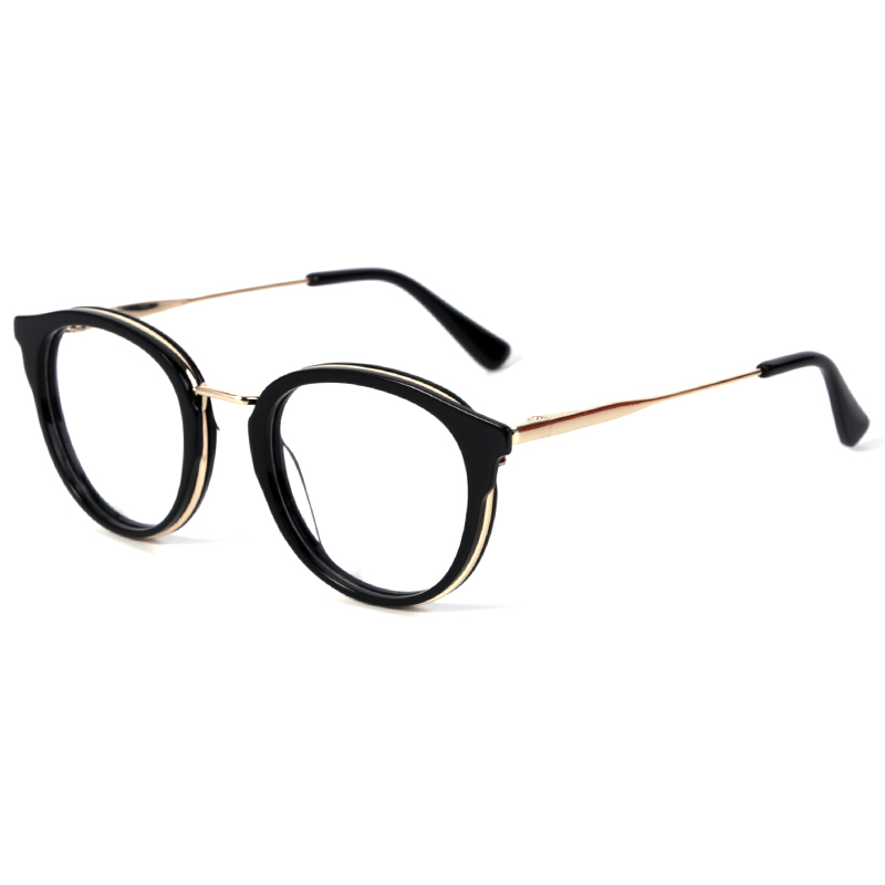 High-End Metal +Acetate Vintage Round Frame Colorful Frame Optical Glasses 2022