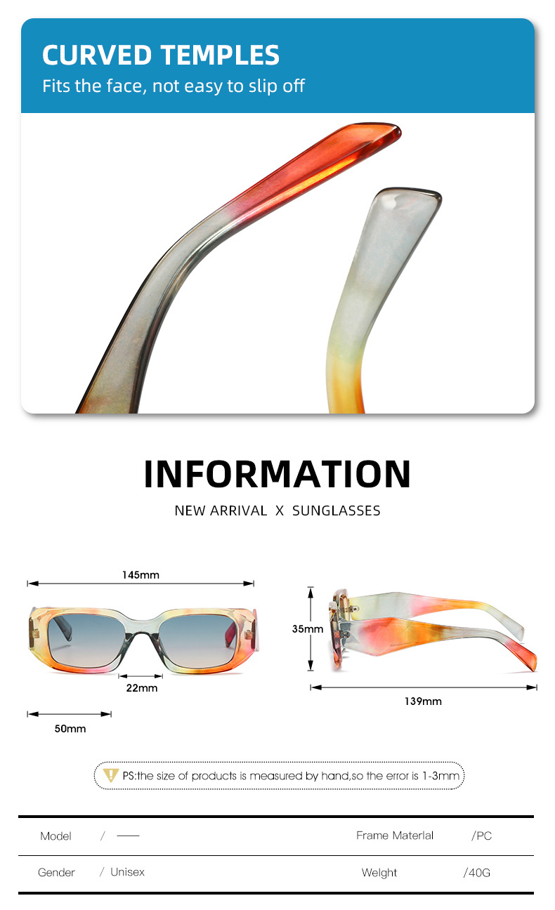 MK665 Fashion 2022 Retro Vintage Men Women Tinted Small Rectangle Rimless Sunglasses