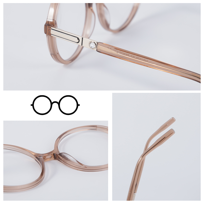 Retro Round Acetate Transparent Glasses Frames Optical Men Women Fashion Eyeglasses
