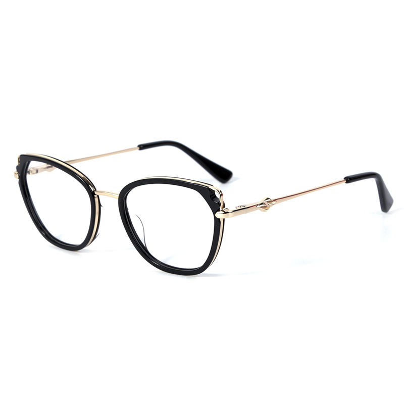 Women Cat-eye Glasses Optical Acetate Eyeglass Frame for Women Retro Metal Eyeglasses