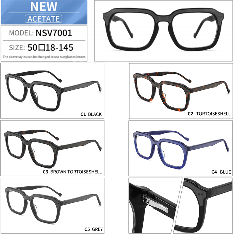 NSV7001 Pure Acetate Square Optical Glasses 2022 Newest 