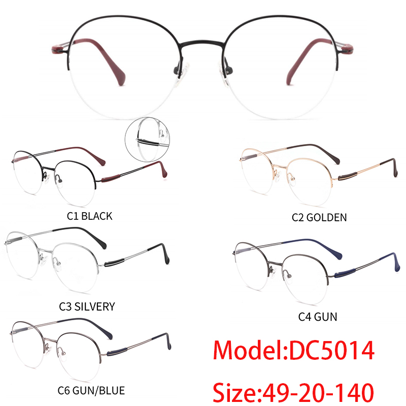 RY-DC5014 Round Metal Half Frames Spectacle Prescription Eye Glasses 