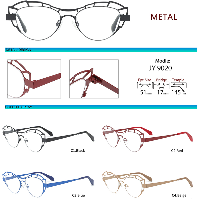 JLW-JY9020 Hollow Designer Metal Optical Glasses 