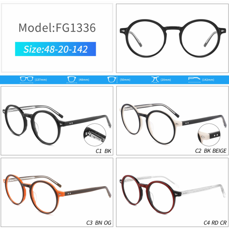  WXJJ-FG1336 Customized Acetate Spectacle Prescription Optical Glasses
