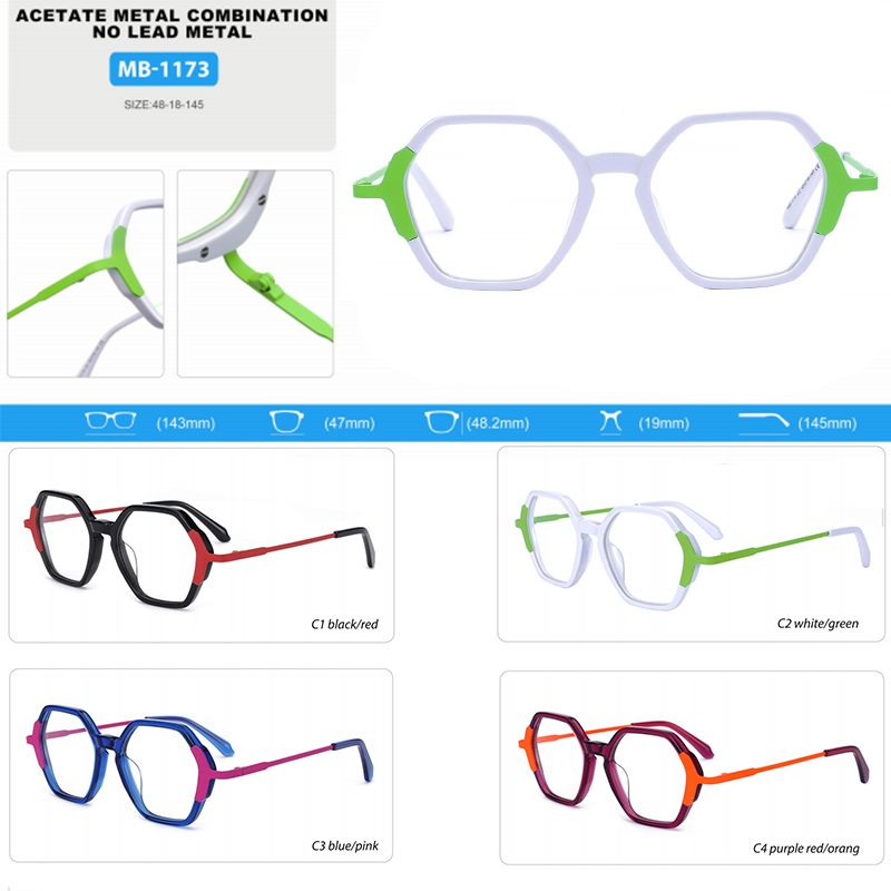 MB1173 Acetate Metal Combination Newest Designer Optical Glasses 