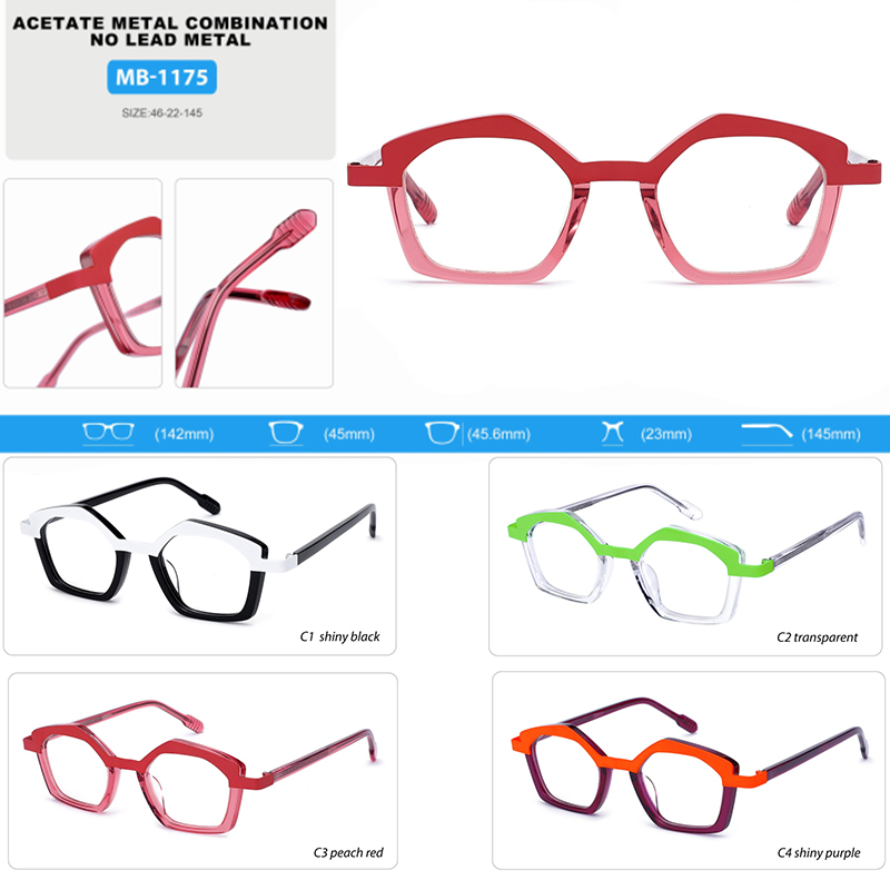 WMB-MB-1175 Newest Designer Shape Acetate Metal Optical Frames