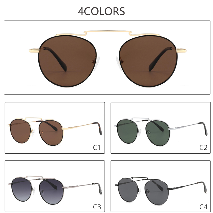 Round Polarized Sunglasses Women Men Classic Small Metal Sun Glasses Male Vintage