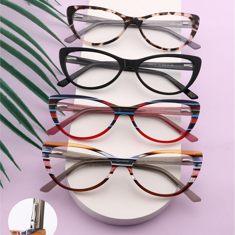 Colorful Acetate Leopard Frame Retro Cat Eye Optical Glasses Women Eyeglasses