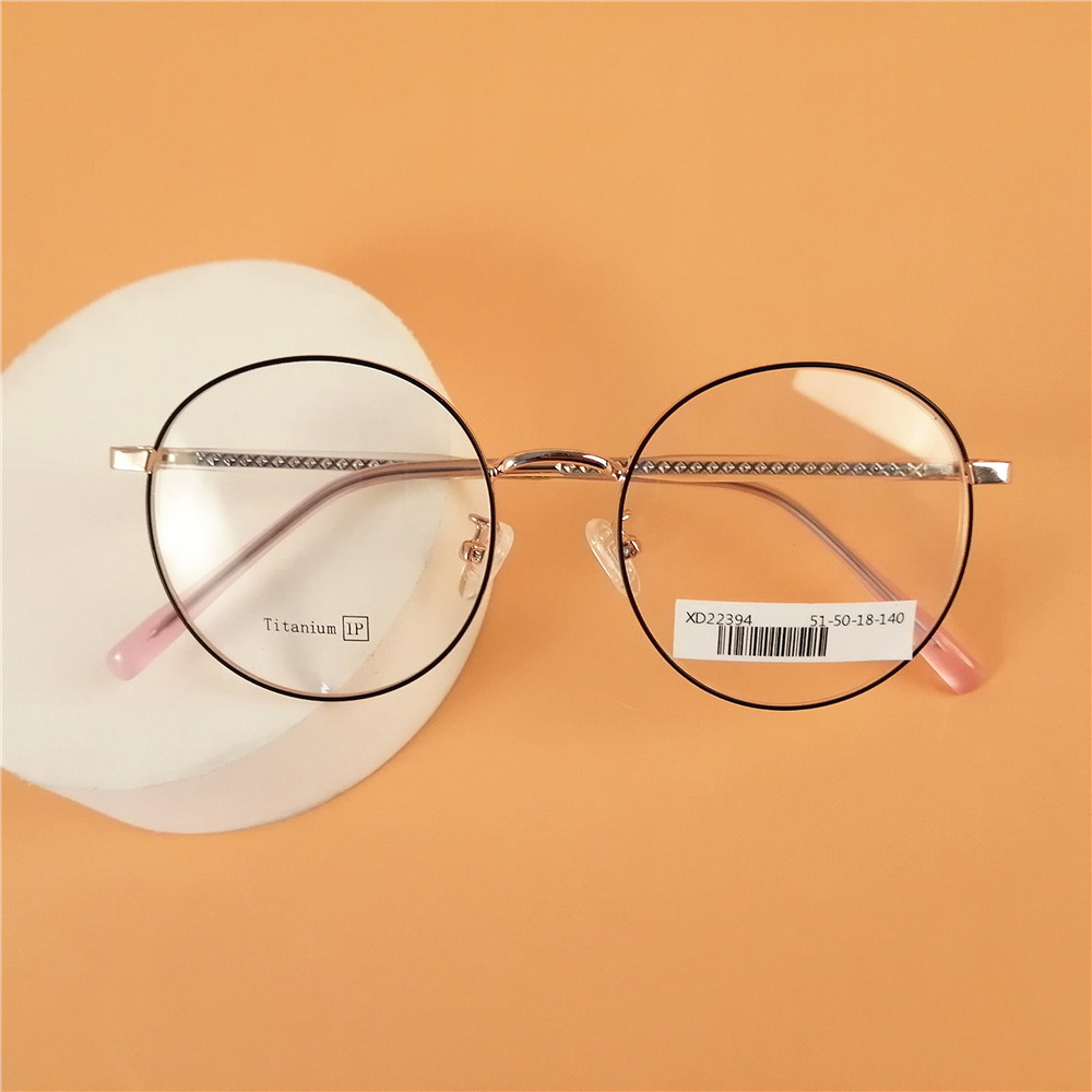 High End Fashion Optical Glasses Frames Ladies Fancy Metal Round Optical Frames Women Pink Colors Eyeglasses