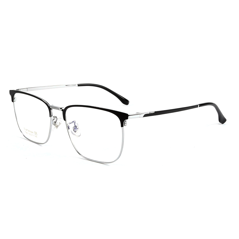 T851 Glasses new designer Half-frame square optical eye glasses women men titanium eyeglasses frames