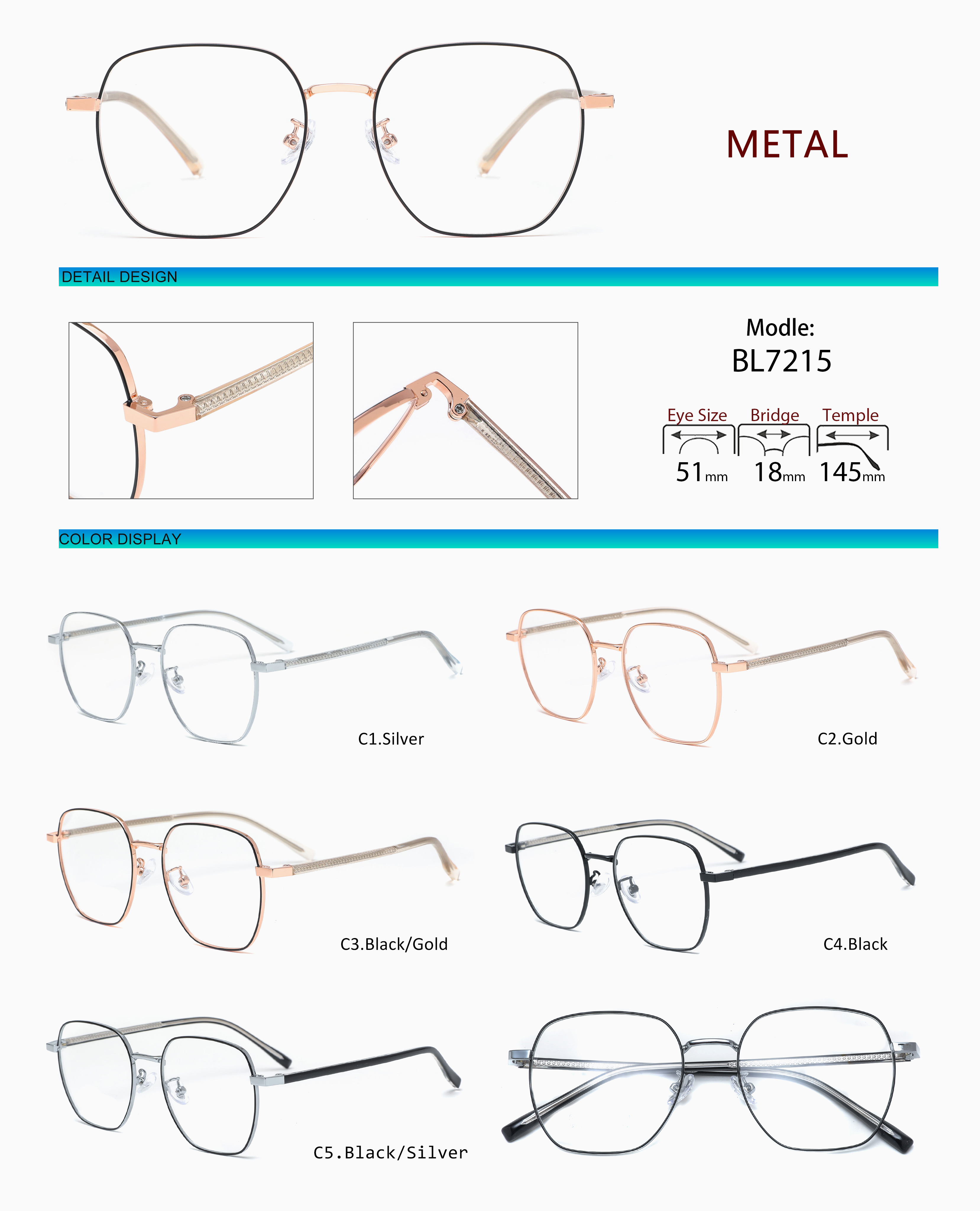 MK7215 Wholesale Designer Luxury Optical Frames Eyewear Metal Frame