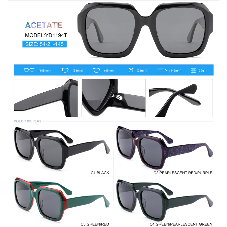 2023 TAC High Quality Thick Acetate Sunglasses Men Brand Fashion Square Sun Glasses For Women Oversized UV400