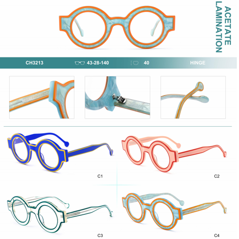 T-CH3213 Special Design Round Acetate Custom Logo Optical Eyeglasses 