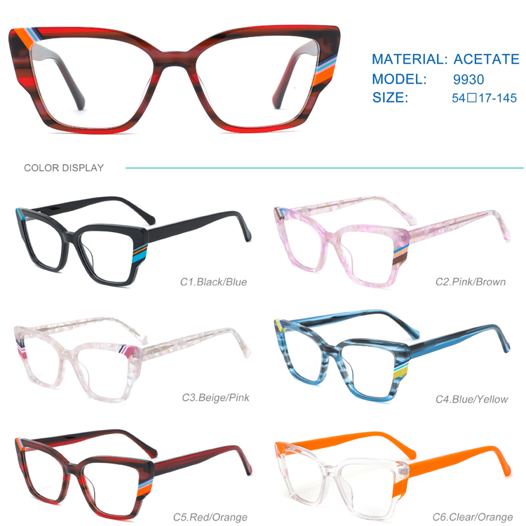 2023 Fashion Laminate Acetate Cat Eye Style Women Glasses Frames With Spring Hinges Female