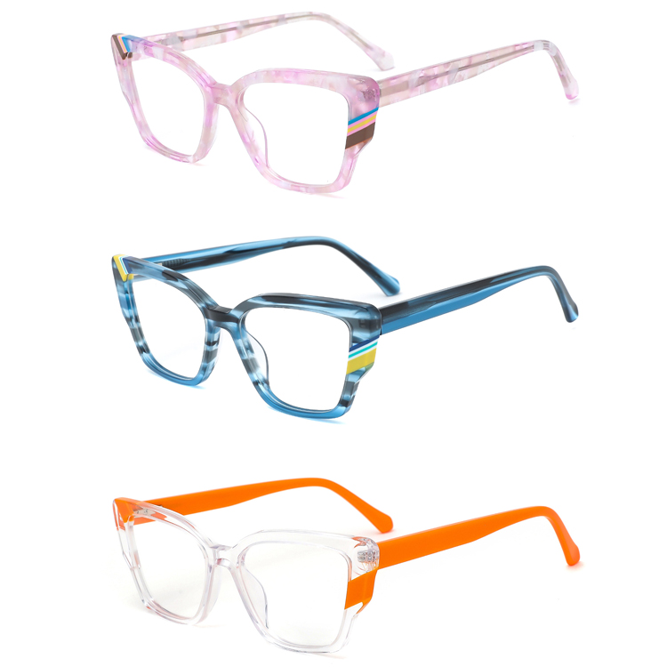 2023 Fashion Laminate Acetate Cat Eye Style Women Glasses Frames With Spring Hinges Female