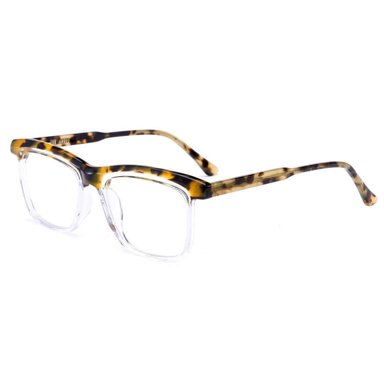 Fashion Square Frame 2023 High Quality Laminate Acetate Optical Glasses Frames Leopard Men