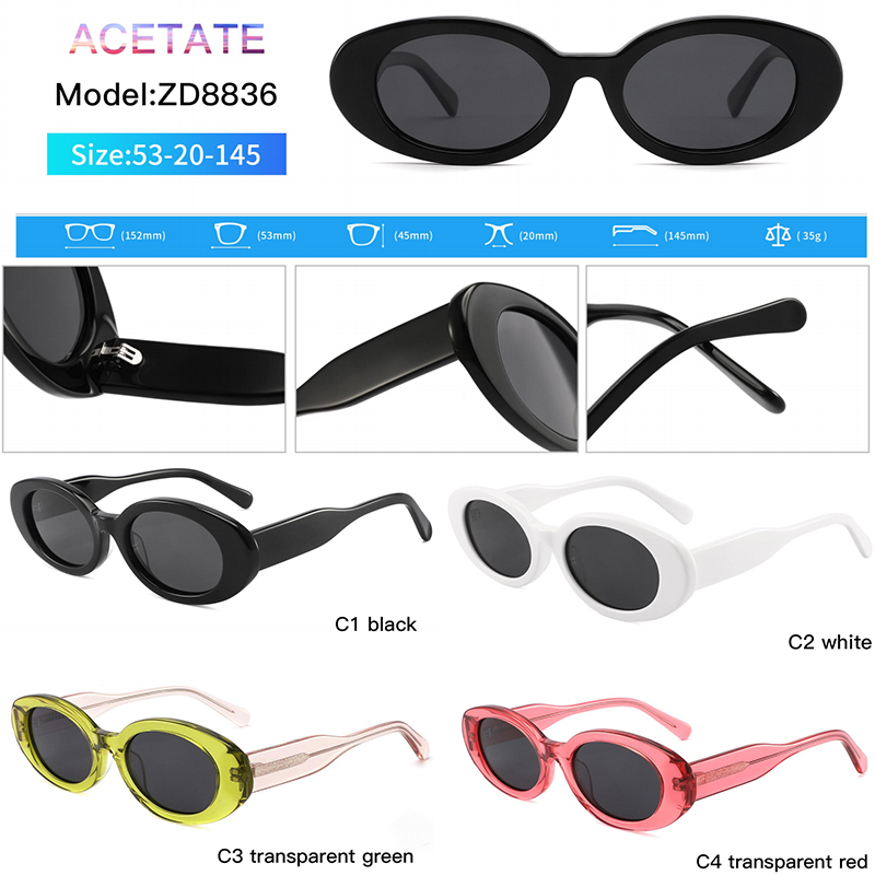 WXJJ-ZD8836 Newest Polarized Women Mens Acetate Sunglasses 