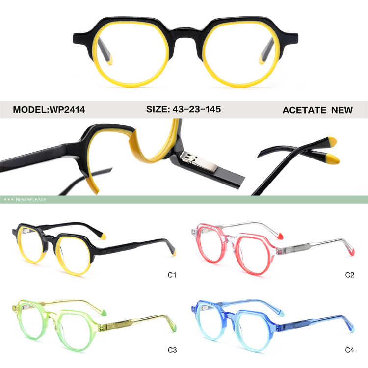 2023 Vintage TWO-Color Round Frame Top Grade Quality Handmade Acetate Frames