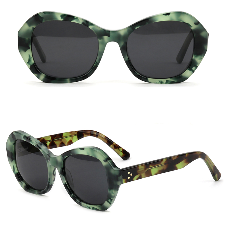 2023 New Arrival High-Grade Men Acetate Fashion Polarized Sunglasses Green Thick Acetate Women