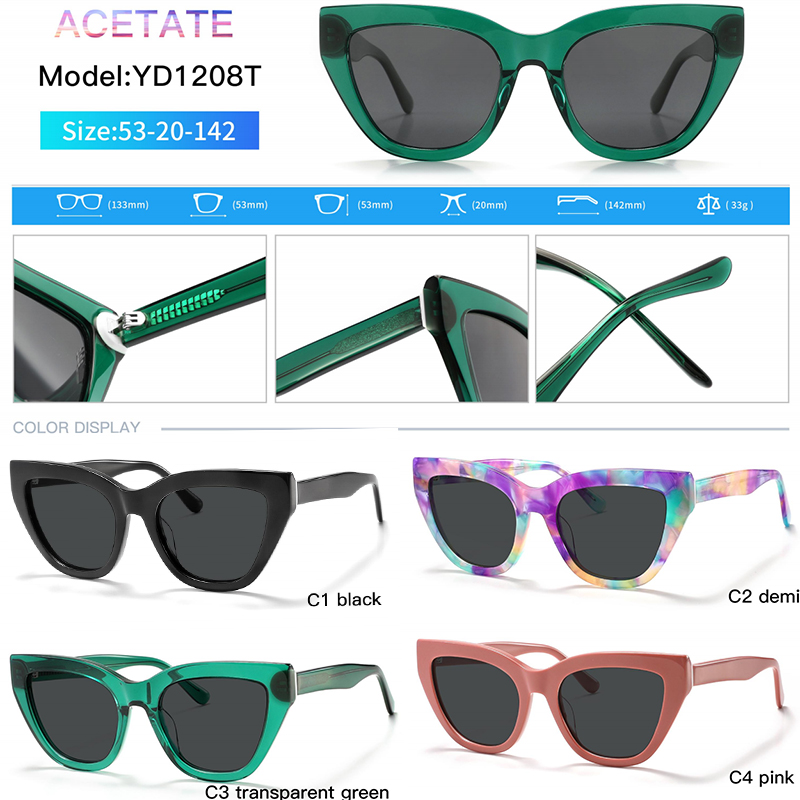WXJJ-YD1208T Hexagon Cat Eye Acetate Sunglasses 2024 Newest