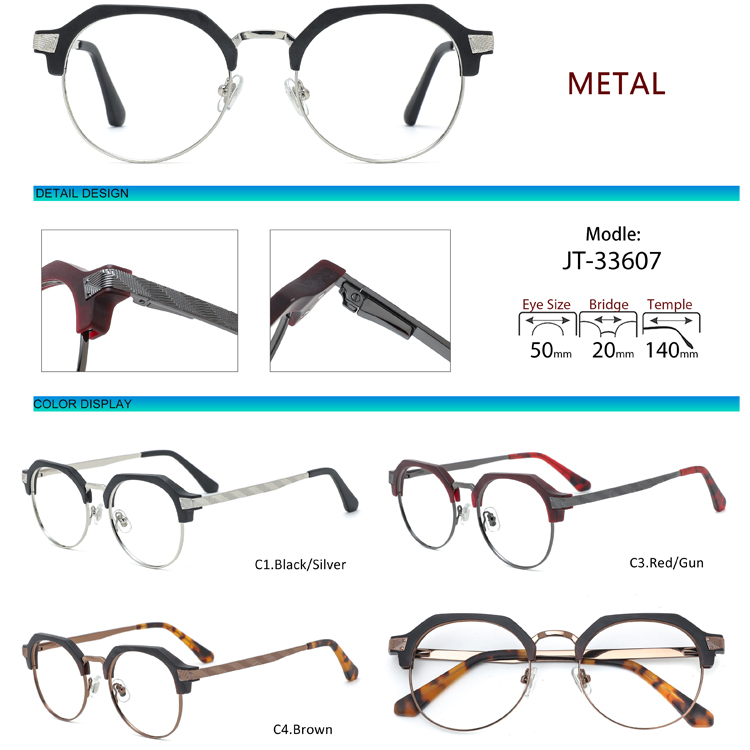 Retro Fashion Round Red Eyebrow Glasses Frame for Men Vintage Metal Acetate Optical Eyeglasses Women 2023